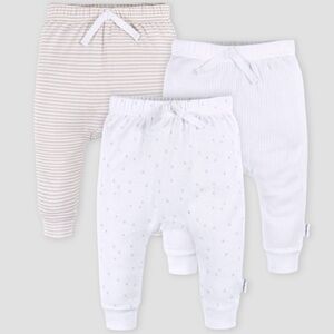 Gerber Baby 3pk Jogger Pants - White Newborn